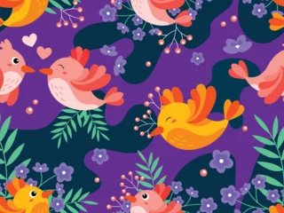 Vector spring bird pattern illustration 