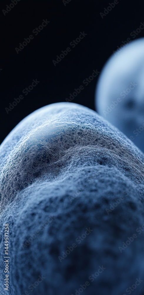 Aufkleber abstract soft blue textured sphere with another in the blurry background, for technology or science 