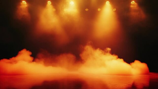 Bright yellow stage lights backdrop creating a lively and energetic atmosphere on the stage