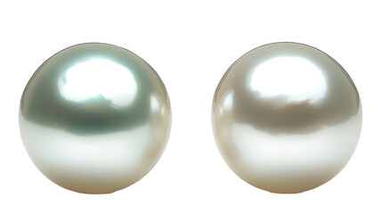 Pair of Round White Lustrous Pearls on Transparent Background