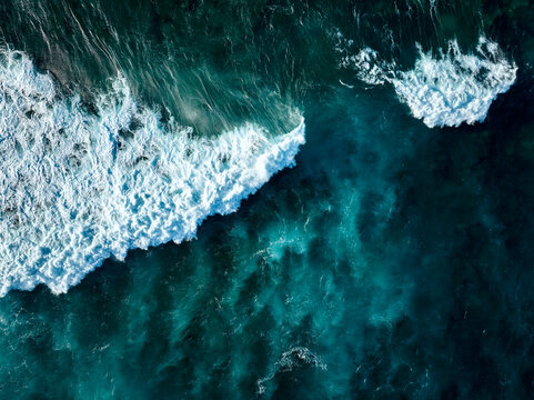 Top down aerial view of ocean wave