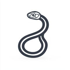 Fototapeta premium Snake vector icon, simple line art, gray color on a white background, one thin stroke for the snake's coiled body, no details in the front view.