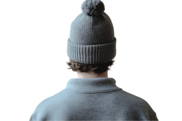 Person in Grey Knit Winter Hat and Sweater