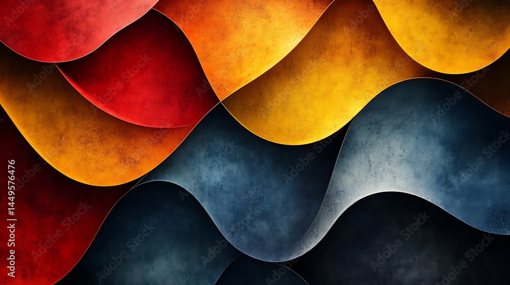 Poster abstract overlapping curves vivid color palette