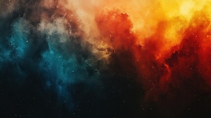 Vibrant cosmic nebulae in shades of orange, red, and teal