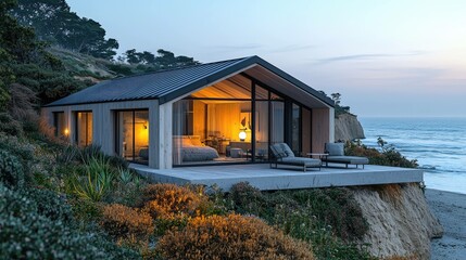 Modern coastal house with ocean view
