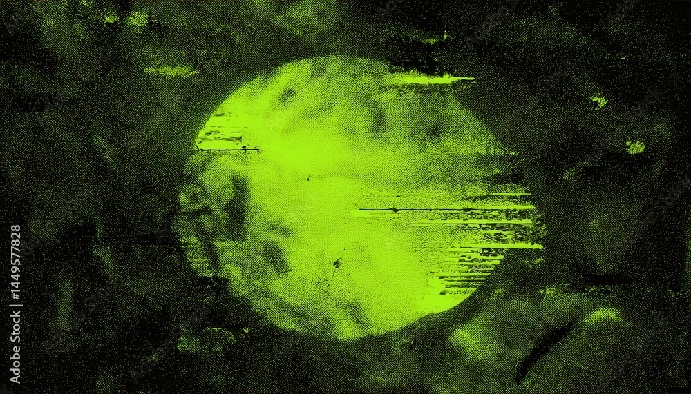 Poster abstract neon green organic shape with fluid textures on dark background for digital art, web design