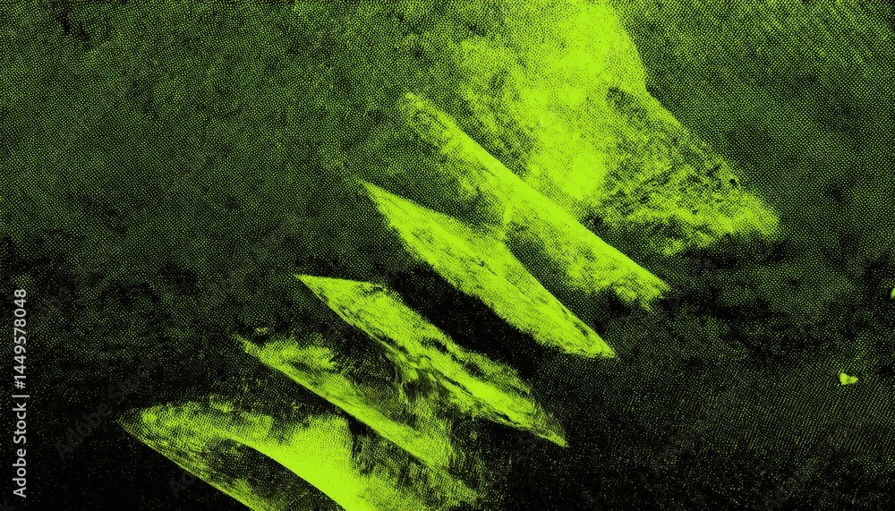 Poster abstract neon green organic shape with fluid textures on dark background for digital art, web design