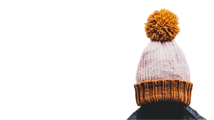 Pink and Gold Knitted Winter Hat with Pom Pom