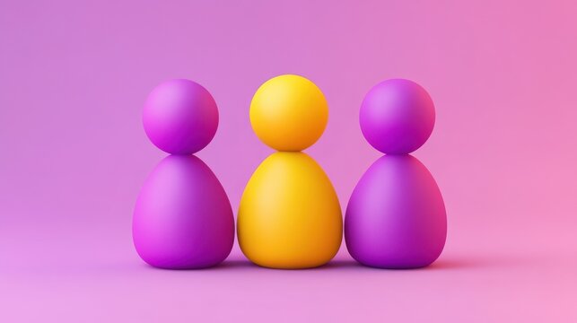 people. user icon purple and yellow. 3d cartoon style illustration