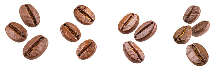 Obraz premium Flying Roasted Coffee Beans, Isolated, Transparent background