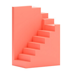 Salmon colored stairs minimal design concept for architecture and interior design projects and presentations on transparent background
