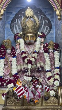 Idol of hindu god hanuman at temple to worship. Religious video concept.