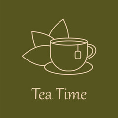 Cup of tea outline illustration. for icon and Logo. 