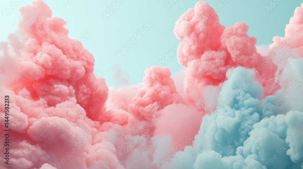 Poster a 2d pastel cloud frame with soft, overlapping puffy shapes, drifting gently in a dynamic loop again