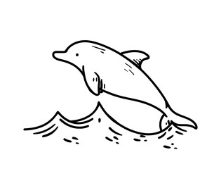 Obraz premium Charming vector illustration of a dolphin leaping from ocean waves, perfect for marine-themed designs, playful decor, or children's projects. Ideal for vibrant branding and cheerful creativity.