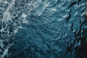 Fototapeta premium Close-up view of textured deep blue water surface.