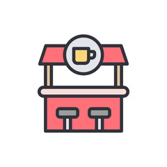 Food court colored icons, minimalist vector illustration ,simple transparent graphic element .Isolated on white background