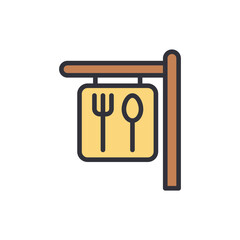 Food signboard colored icons, minimalist vector illustration ,simple transparent graphic element .Isolated on white background