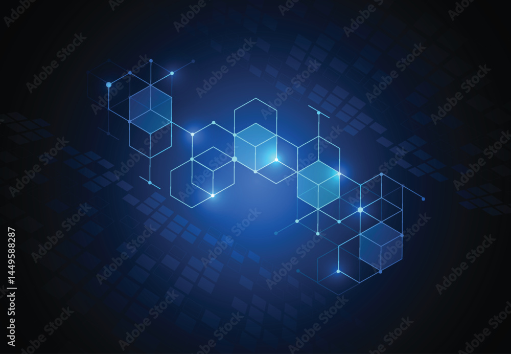 Poster abstract blockchain digital technology concept. big data design. vector illustration