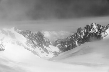 Mont Blanc Massif Peaks Emerging From Clouds