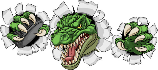 A crocodile, dinosaur or alligator lizard hockey sports mascot © Christos Georghiou
