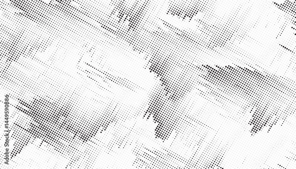 Poster Halftone vector background. Monochrome halftone pattern. Abstract geometric dots background. Pop Art comic gradient black white texture. Design for presentation banner, poster, flyer, business card.