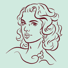 girl with long hair posing vector for illustration card decoration