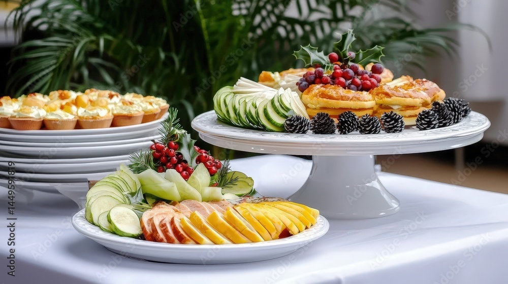 Poster abundant table display filled with a variety of fresh and colorful fruits ready for enjoyment