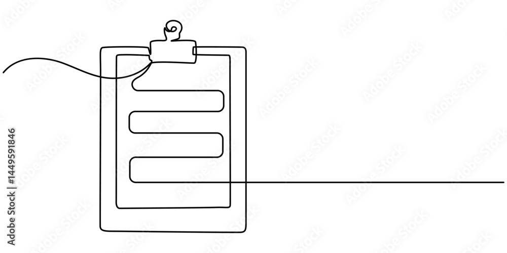 Poster clipboard with checklist icon continuous one line drawing of outline vector illustration, one contin