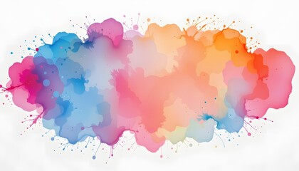 Obraz premium soft watercolor blot in white with center space.