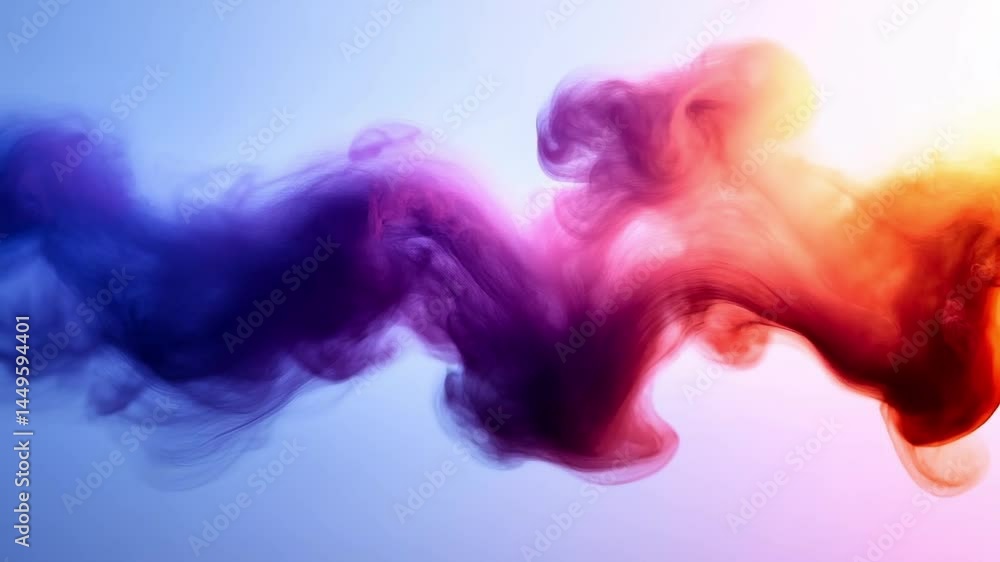Poster colorful abstract smoke waves in motion. vivid smoke waves blend hues of purple and orange, creating