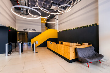 Modern office lobby with contemporary design elements