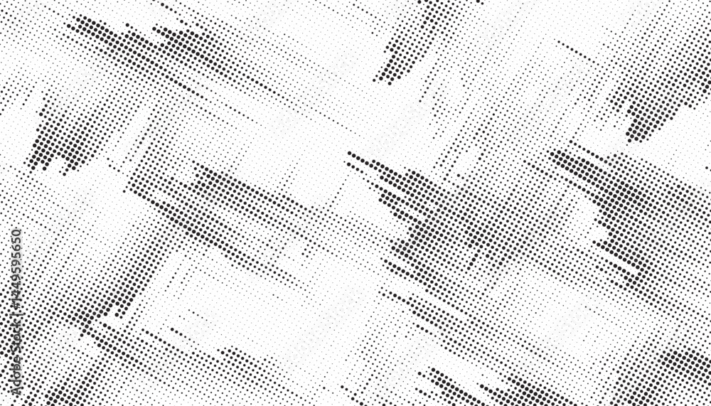 Poster Halftone vector background. Monochrome halftone pattern. Abstract geometric dots background. Pop Art comic gradient black white texture. Design for presentation banner, poster, flyer, business card.