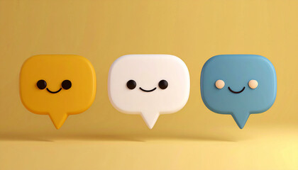 Obraz premium Playful chat bubbles illustrating communication digital space graphic design minimalist style whimsical viewpoint