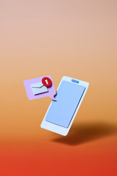Stylized paper art showcases a smartphone with a message