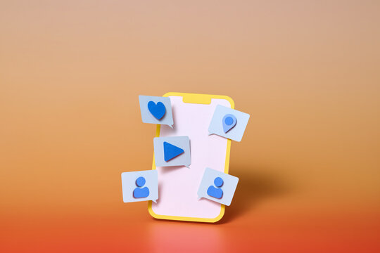 Smartphone displaying social media engagement icons