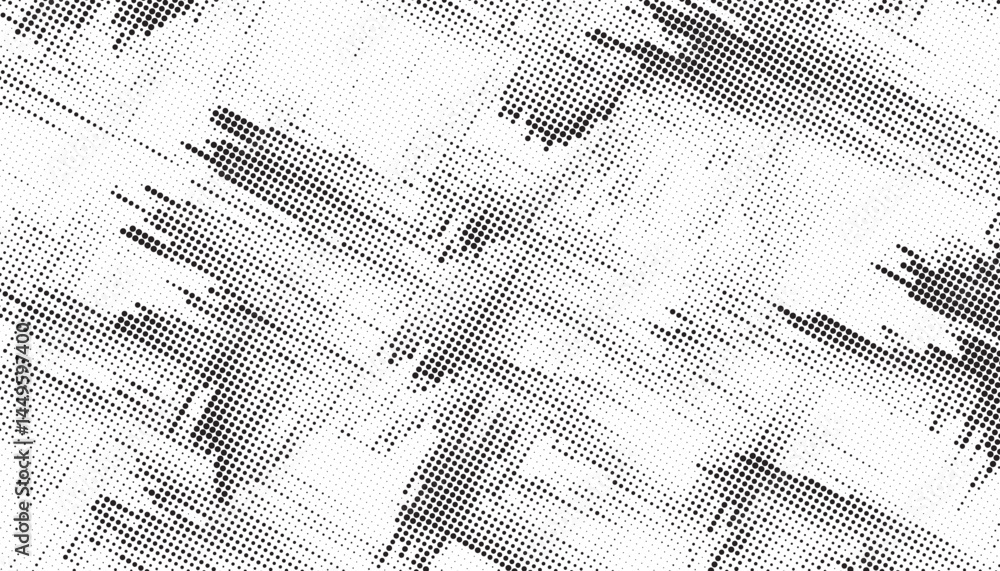 Poster Halftone vector background. Monochrome halftone pattern. Abstract geometric dots background. Pop Art comic gradient black white texture. Design for presentation banner, poster, flyer, business card.
