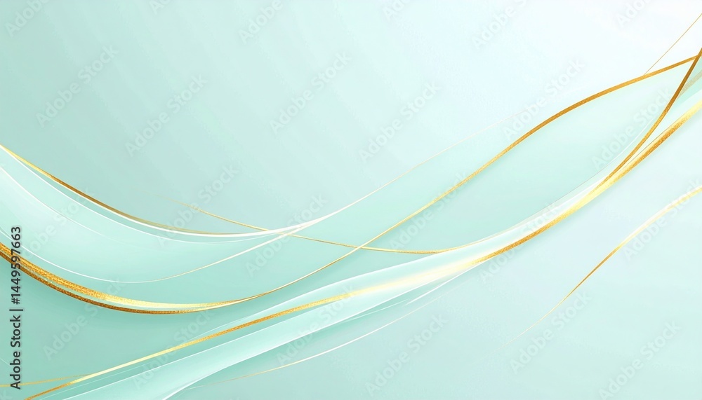 Poster flowing golden waves abstract design digital art tranquil environment close-up view modern aesthetic