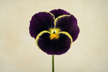  Close-up of a vibrant, dark purple pansy with contrasting yellow accents. © MrHamster