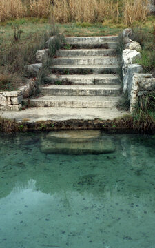 Antic roman stoned stairs for terms, Italy
