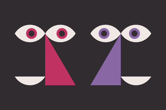 Smiling geometric faces