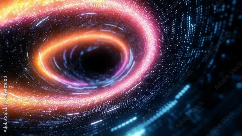 Poster colorful abstract vortex in deep space. a swirling vortex of vibrant colors and lights represents a 