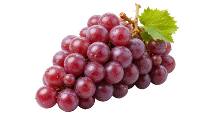 red grapes with green leaves isolated on transpraent png