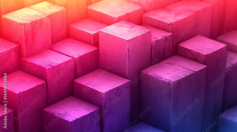Poster abstract colorful blocks with dynamic lighting