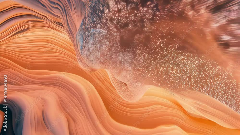 Poster abstract layered waves in earth tones and cool blues create a fluid textured background for modern d