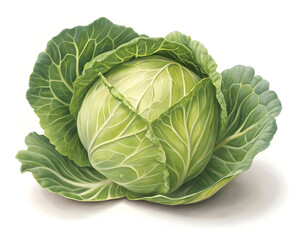 Obraz premium close up of fresh green cabbage on white background