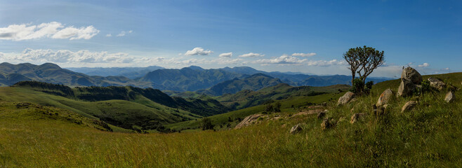grassy rolling hills of beautiful Eswatini Africa 