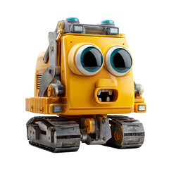 Fototapeta premium Adorable Yellow Construction Robot with Big Eyes - 3D Render