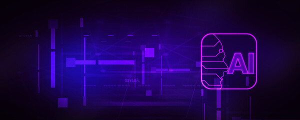 2d illustration Artificial Intelligence (AI) concept